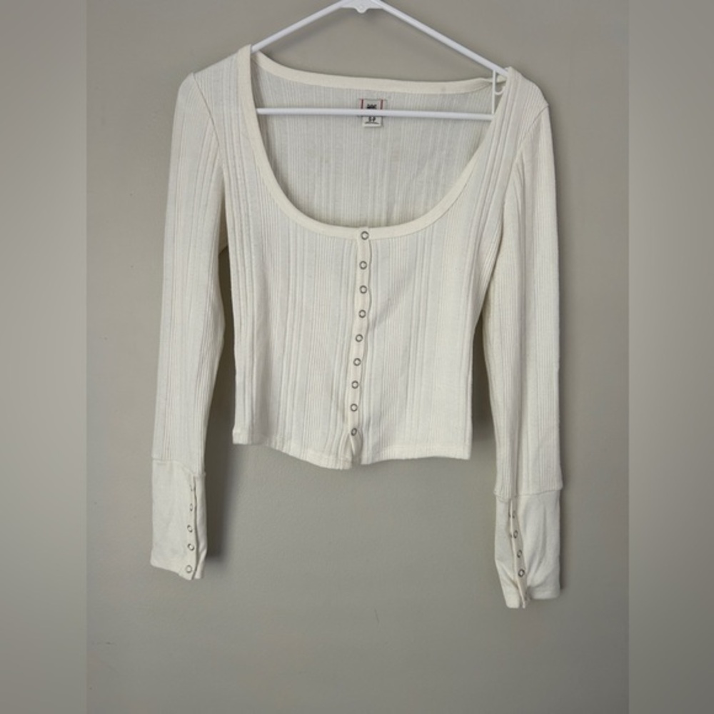 BDG Cream Ribbed Button-Up‎ Blouse